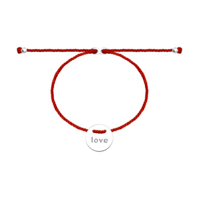 Браслет красная нить 94050790 серебро LOVE