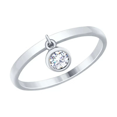 Кольцо один камень 94012526 серебро