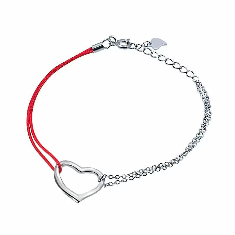 Браслет красная нить 04FYB3239-113 серебро Сердце