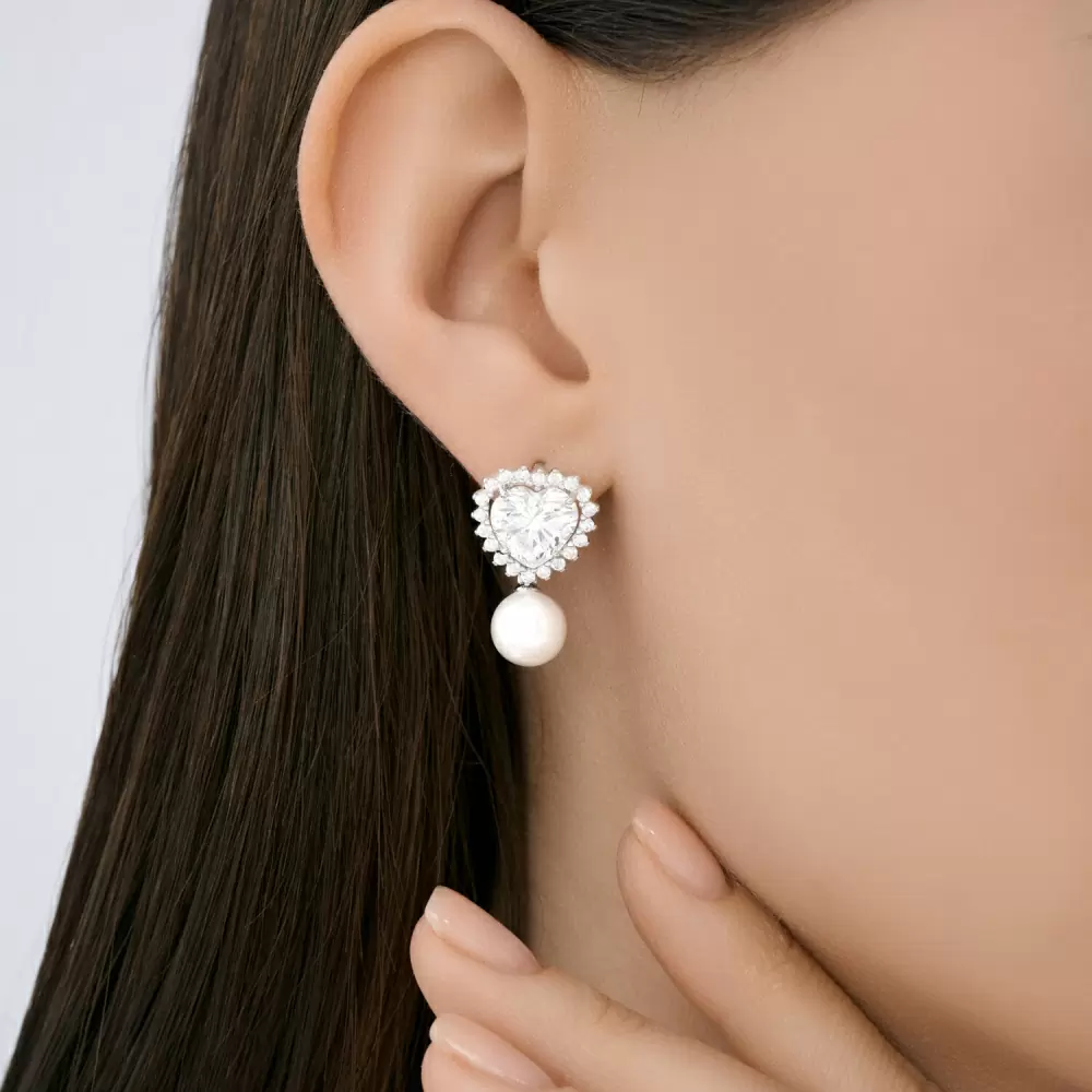 Серьги подвесные 94027299 серебро Сердце_1