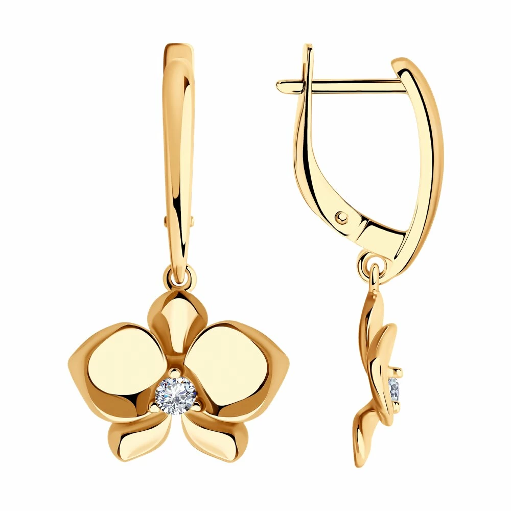 Серьги подвесные 93-121-01820-1 серебро Цветок_0