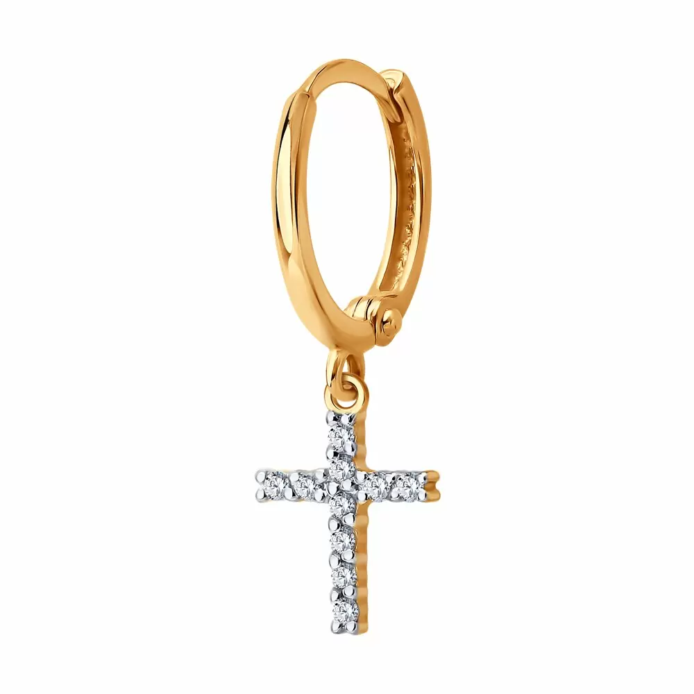 Серьги серьга одиночная 170119 золото Крест_0