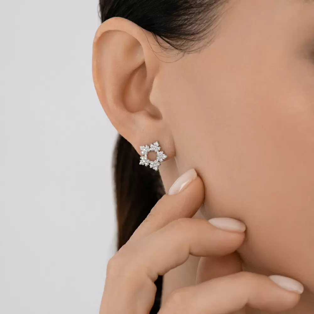 Серьги пусеты 94027077 серебро Снежинка_1