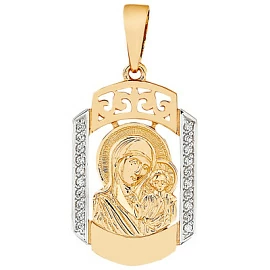 Подвеска религиозная христианская ладанка П18056 золото Казанская Божья Матерь