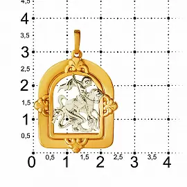 Подвеска религиозная христианская ладанка 74240 золото Святой Георгий Победоносец_1