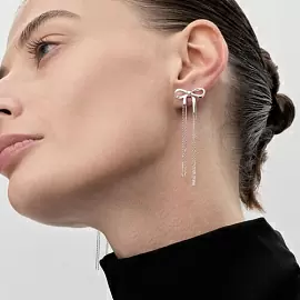 Серьги подвесные 94027233 серебро бантик_2