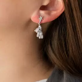 Серьги подвесные 3-3164-W ювелирный сплав Мишка_1