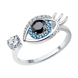 Кольцо 94013606 серебро Глаза_0