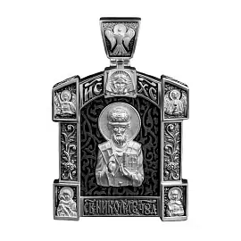 Подвеска религиозная христианская ладанка 503920-51 серебро Святой Николай Чудотворец_0