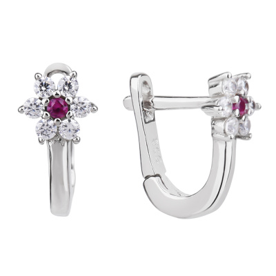 Серьги LLE549 серебро Цветок