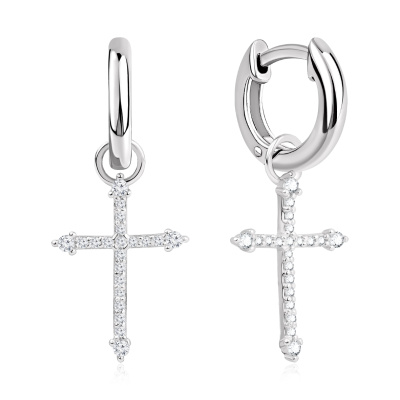 Серьги подвесные 2340205603 серебро Крест