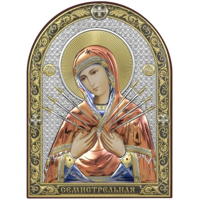 Икона 6395.1C ювелирный сплав Семистрельная Божья Матерь