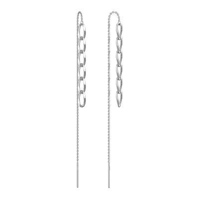 Серьги продевки НС22-388Ю-3 серебро Цепи