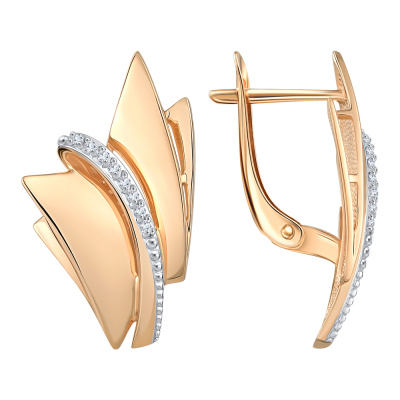 Серьги из красного золота с фианитами 037182-1102