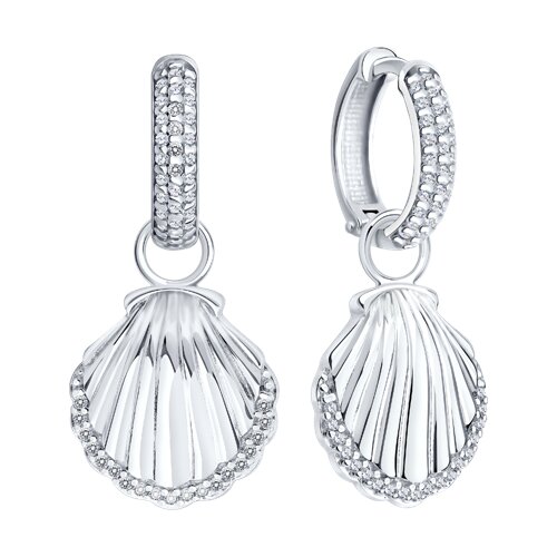 Серьги подвесные 94027229 серебро Ракушка