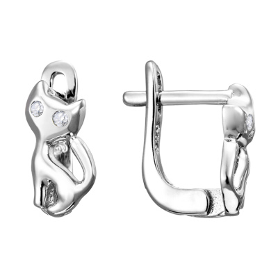 Серьги LLE510B серебро Кот