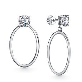 Серьги джекеты СП671-607 серебро