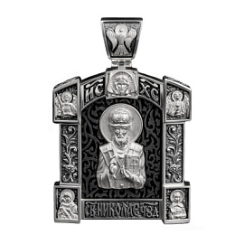 Подвеска религиозная христианская ладанка 503920-51 серебро Святой Николай Чудотворец