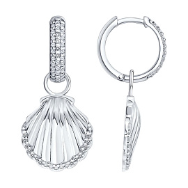 Серьги подвесные 94027229 серебро Ракушка_0